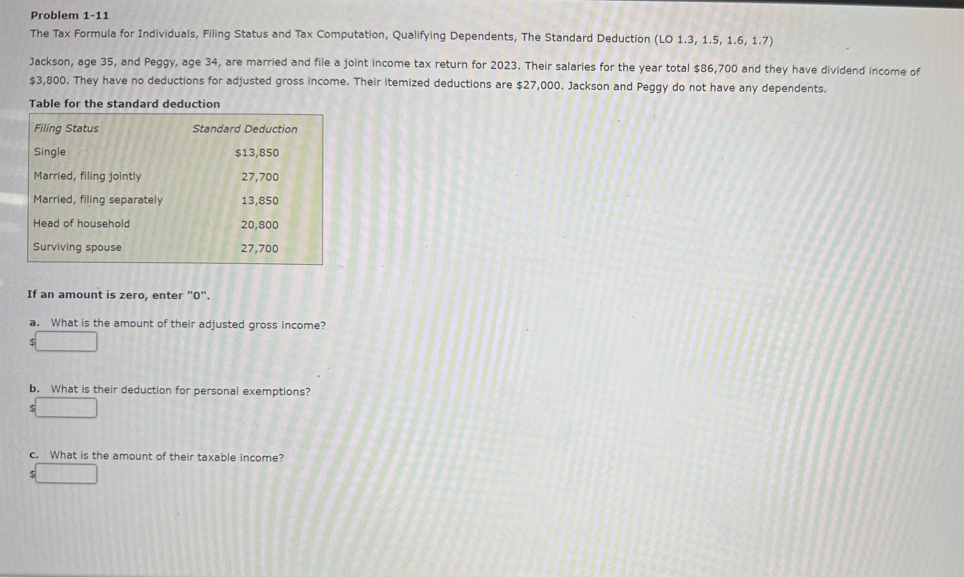 Computation, Qualifying Dependents, The Standard Deduction (LO 1.3,1.5,1.6,1.7) Jackson, age 35, and