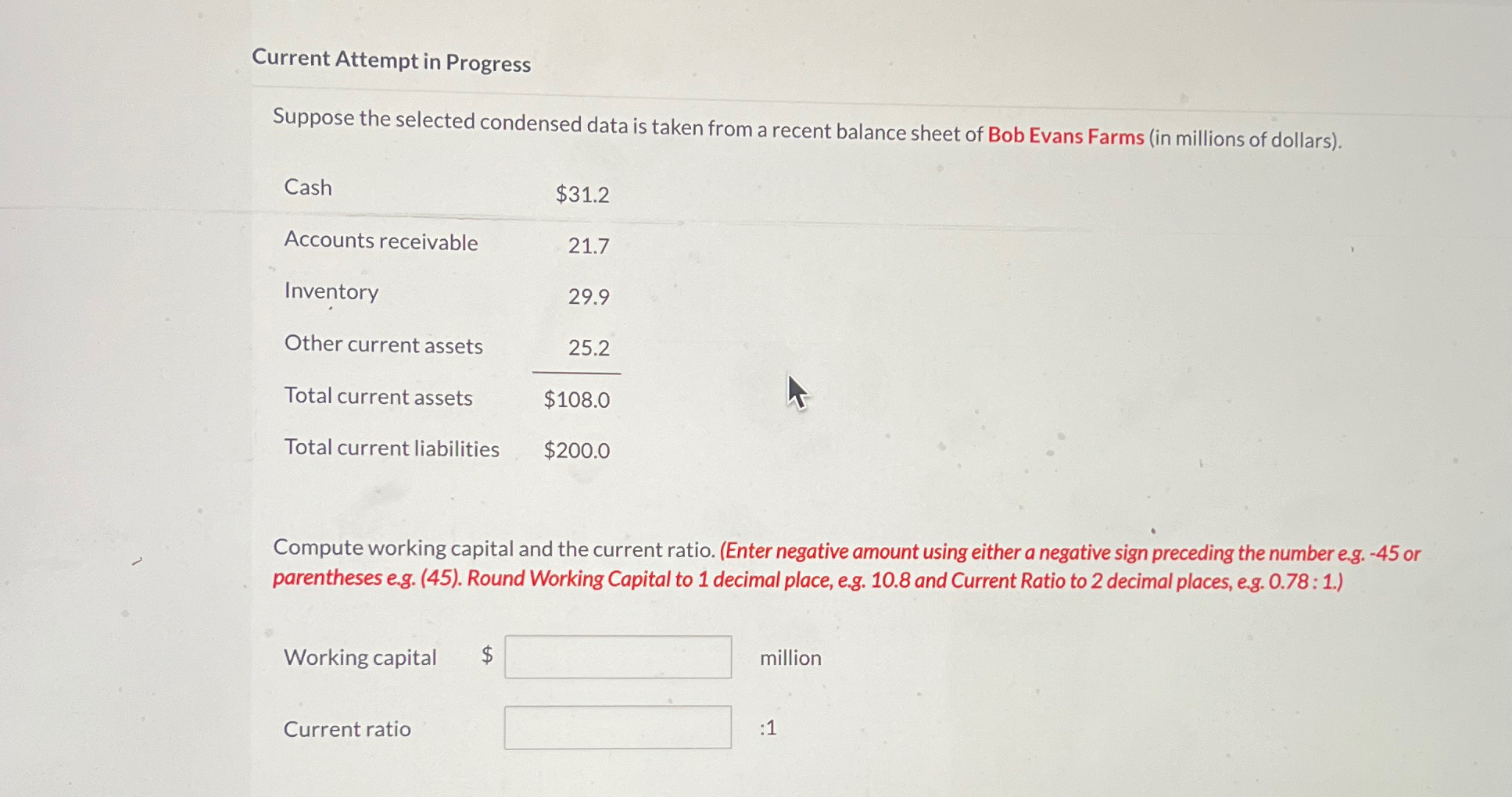  Current Attempt in Progress Suppose the selected condensed data is taken