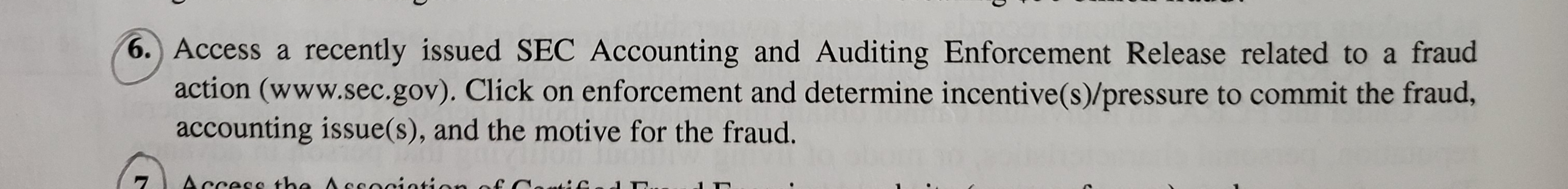  6. Access a recently issued SEC Accounting and Auditing Enforcement Release