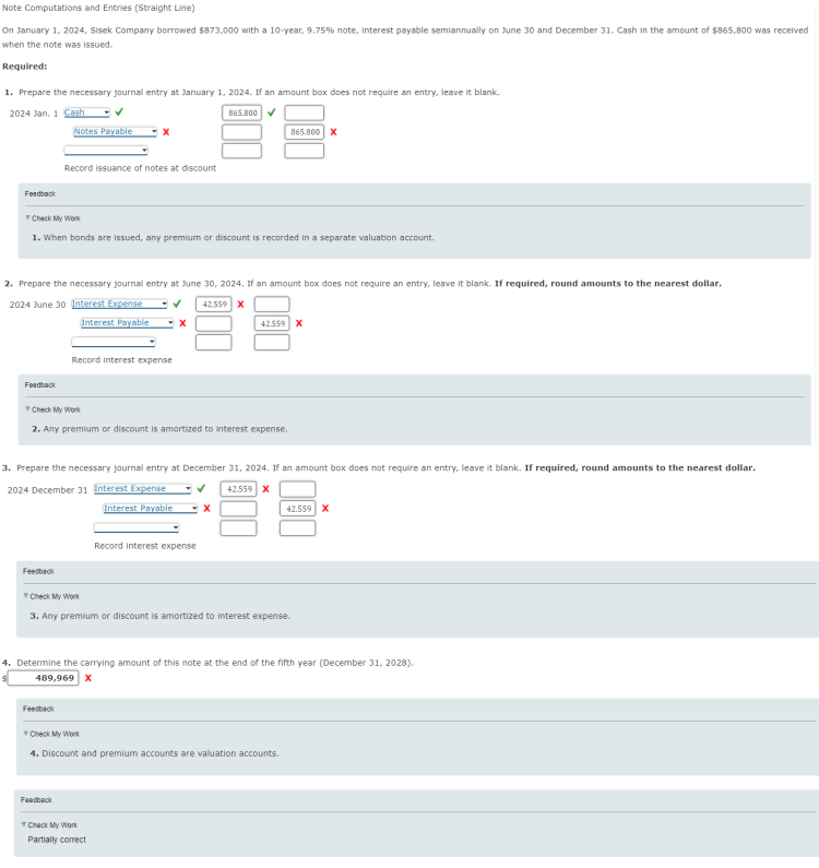 borrowed $973,000 with a 10-year, 9.75% note, interest payable semiannually on June