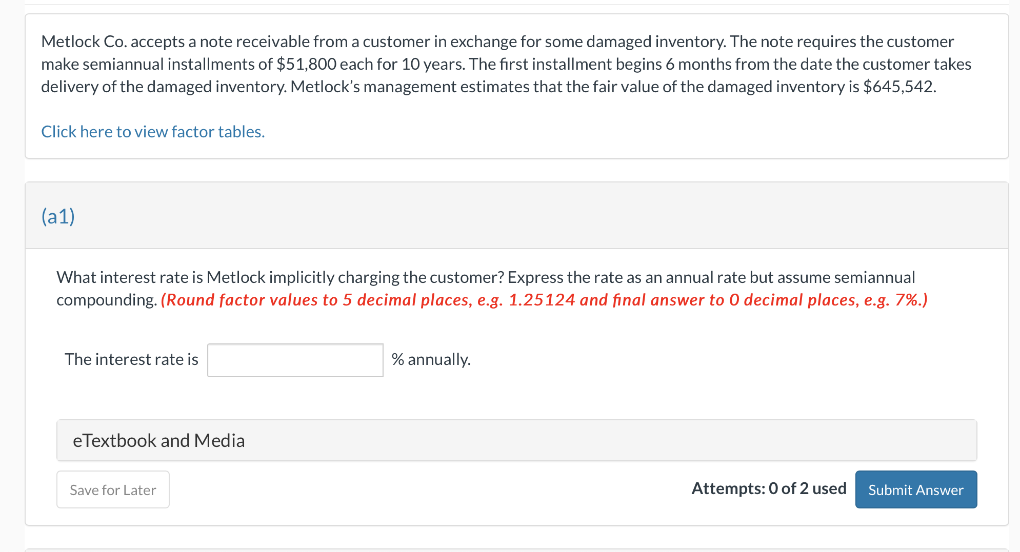  Metlock Co. accepts a note receivable from a customer in exchange
