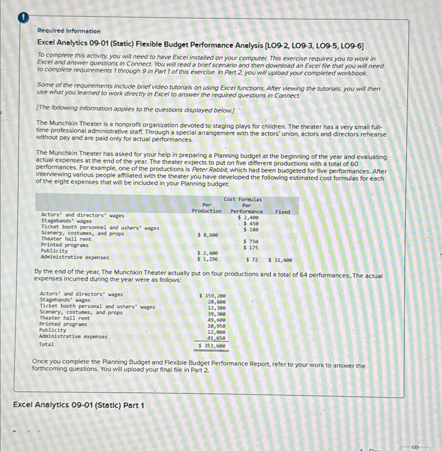  (1) Required Information Excel Analytics 09-01(Static) Flexible Budget Performance Analysis [LO9-2,