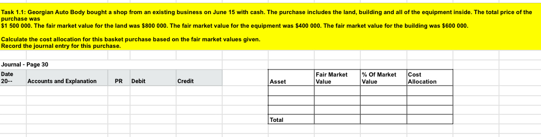 business on June 15 with cash. The purchase includes the land, building