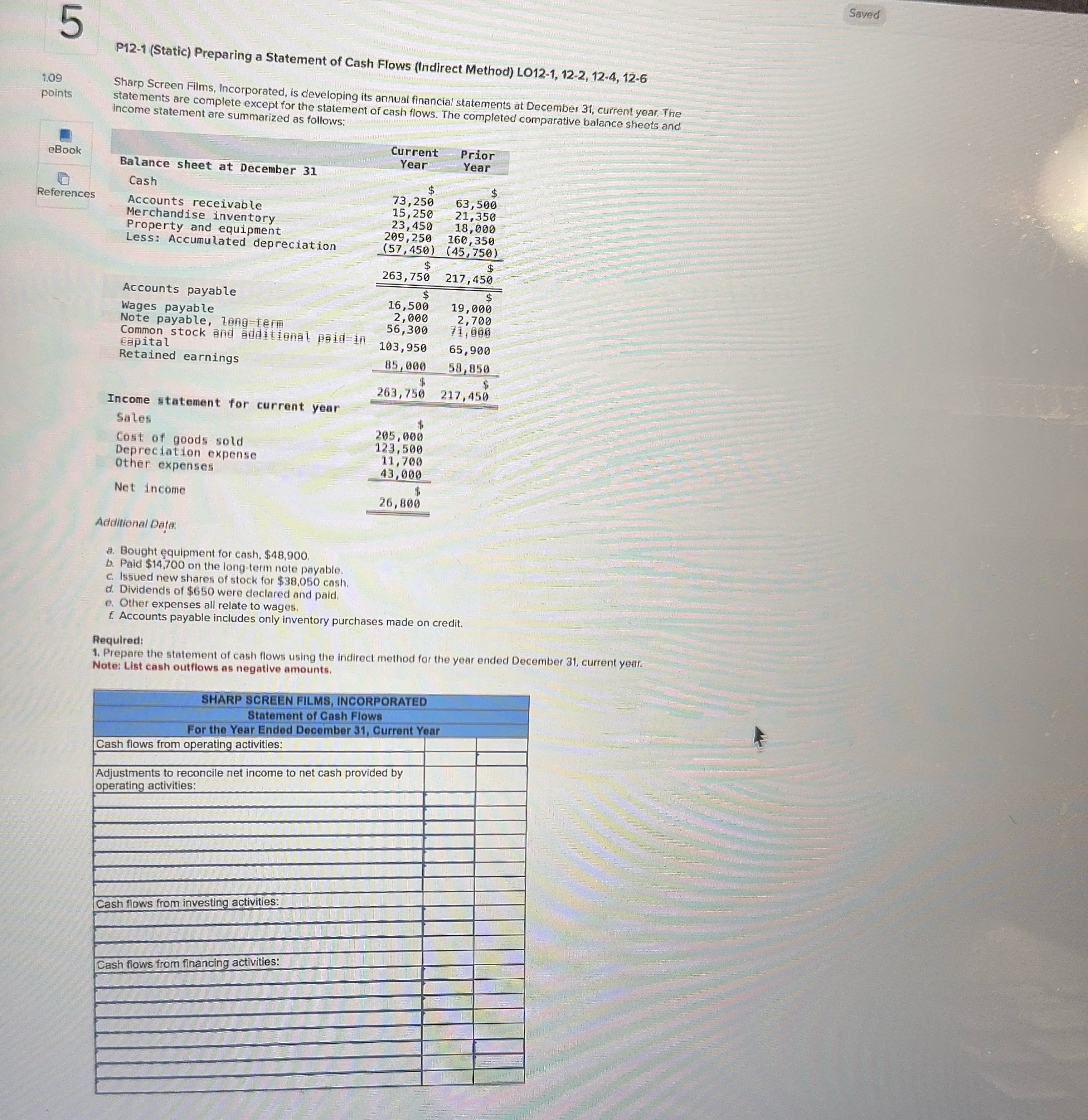 the year ended December 31, current year 