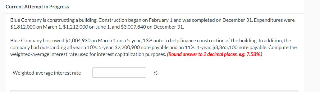 began on February 1 and was completed on December 31. Expenditures were