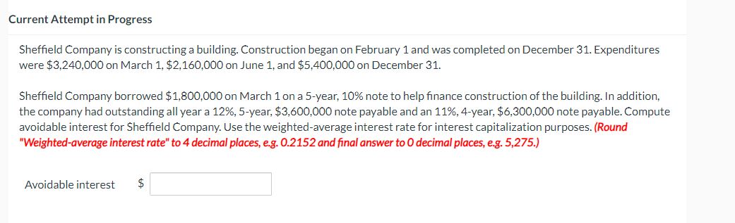 began on February 1 and was completed on December 31. Expenditures were