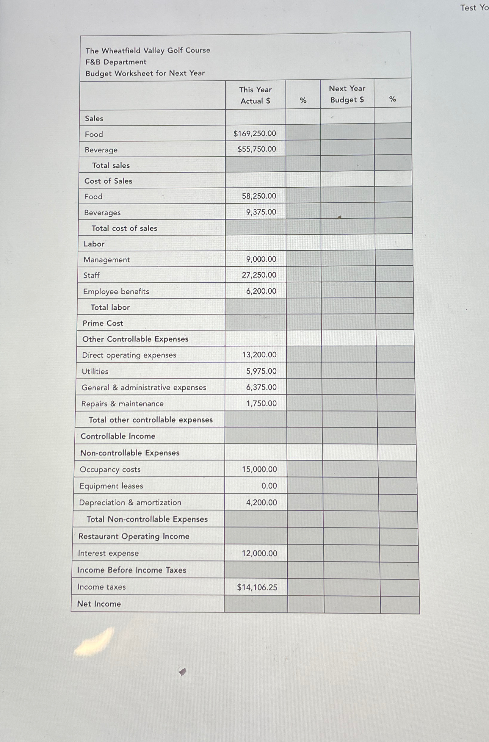  SHOW MATH FOR EACH ONE: The Wheatfield Valley golf course has