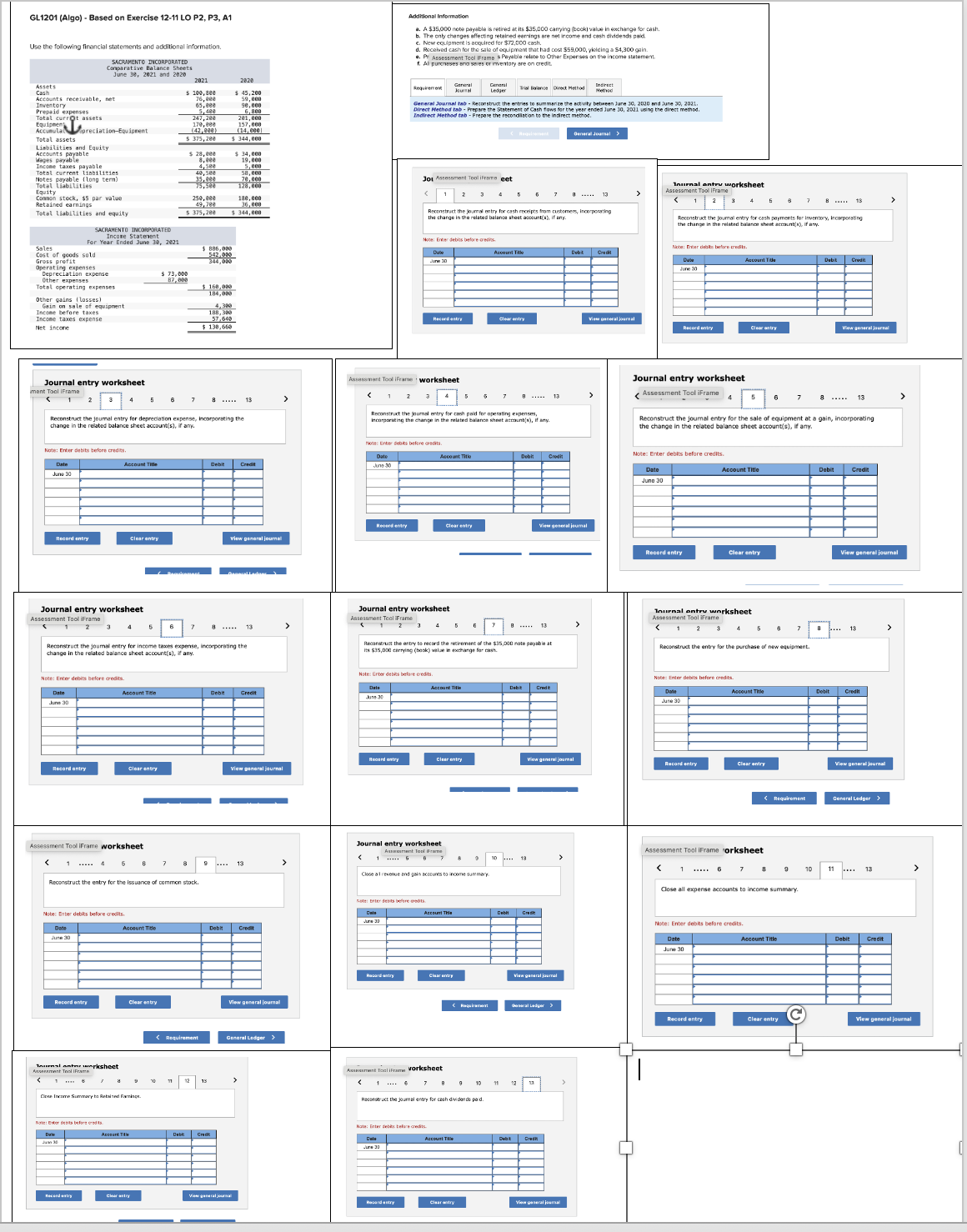  General Journal tab - Reconstruct the entries to summarize the activity