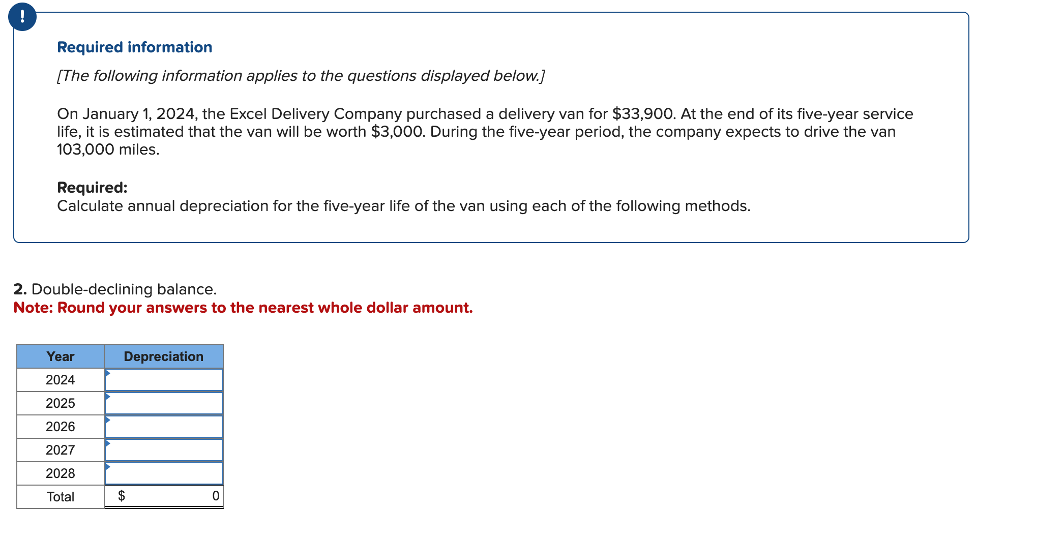 for $33,900. At the end of its five-year service life, it is