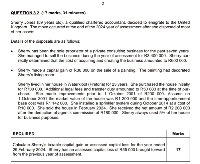  2 QUESTION 8.2(17 marks, 31 minutes) Sherry Jones (59 years old),