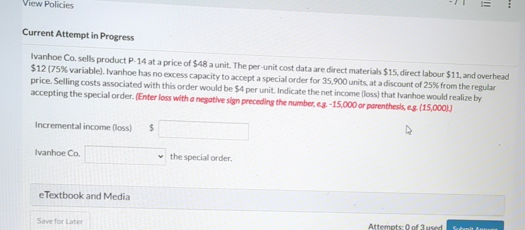 View Policies Current Attempt in Progress Ivanhoe Co. sells product P-14
