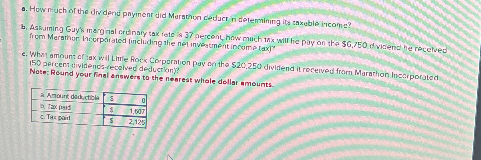information. Please get the Form 1120 Schedule C from IRS website. a.