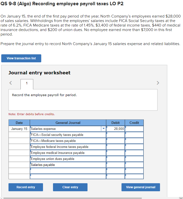 the end of the first pay period of the year, North Company's