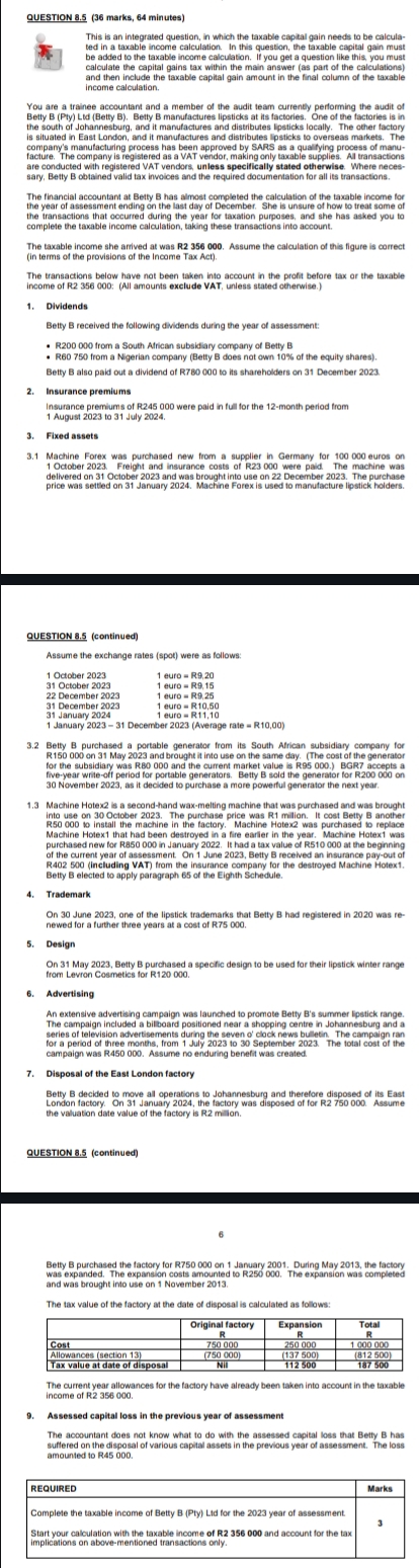which the taxable captal gain needs to be calculated in a taxable