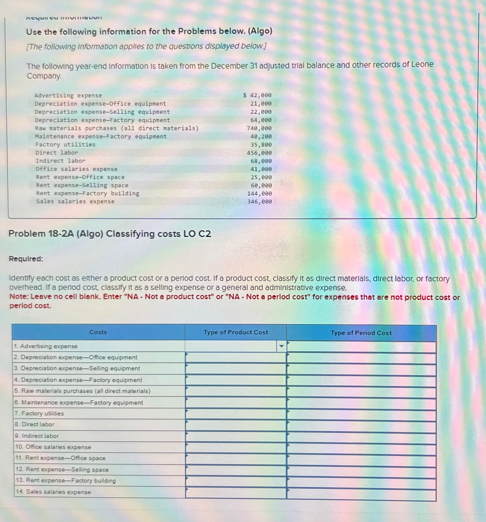 information applies to the questions displayed below.] The following year-end Information is