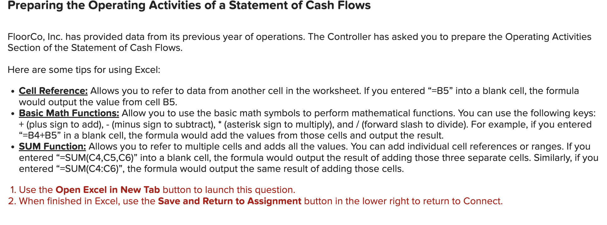  SHOW ALL FORMULAS FOR EACH ANSWER The following information is for