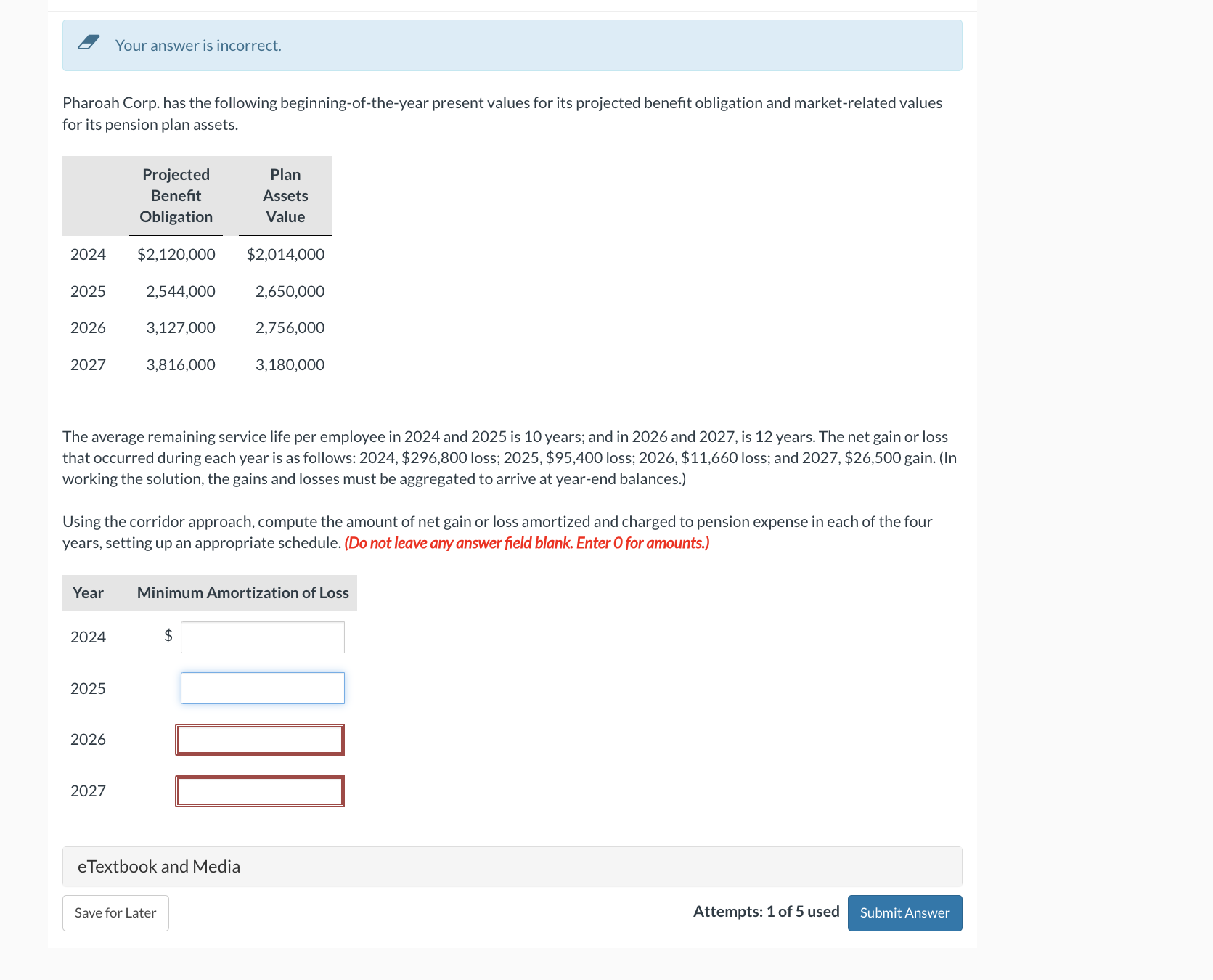 values for its projected benefit obligation and market-related values for its pension