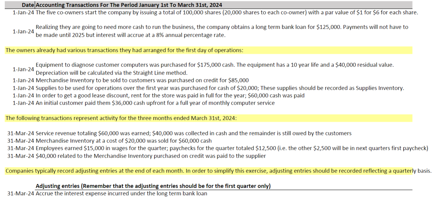  \table[[Date,Accounting Transactions For The Period January 1st To March 31st,2024]] 1-Jan-24