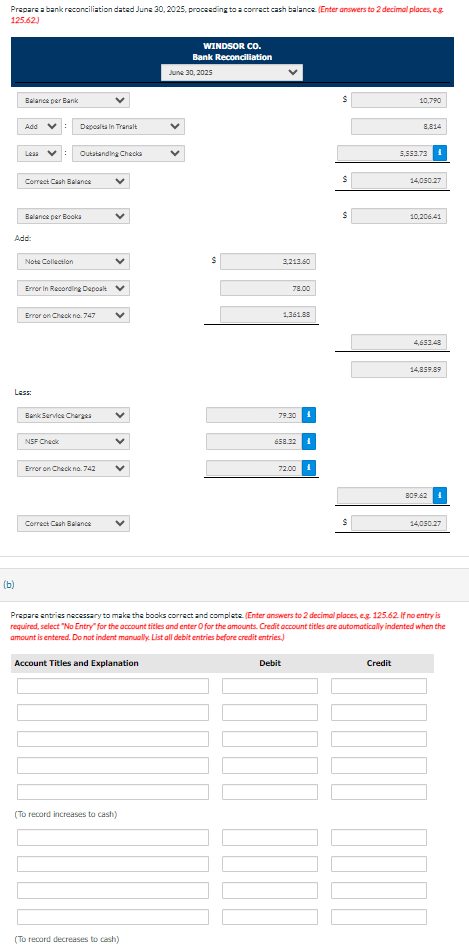 cash balance (Enter answers to 2 decimal places, e.g. 125.62] WINDSOR Co.