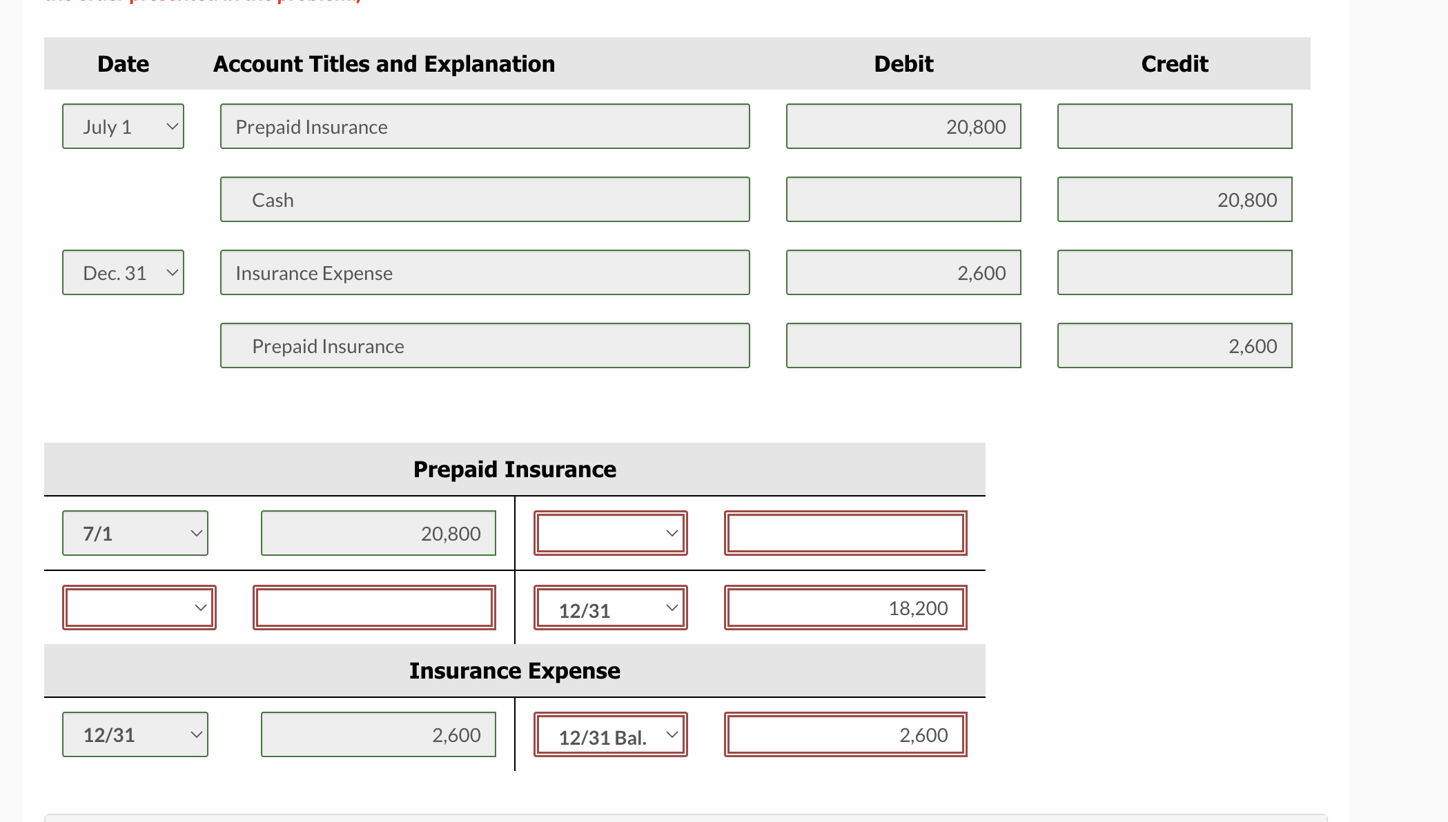  On july 1,2027,Pharoah Co.pays 20800 to Sheridan insurance Co.for a 4-year