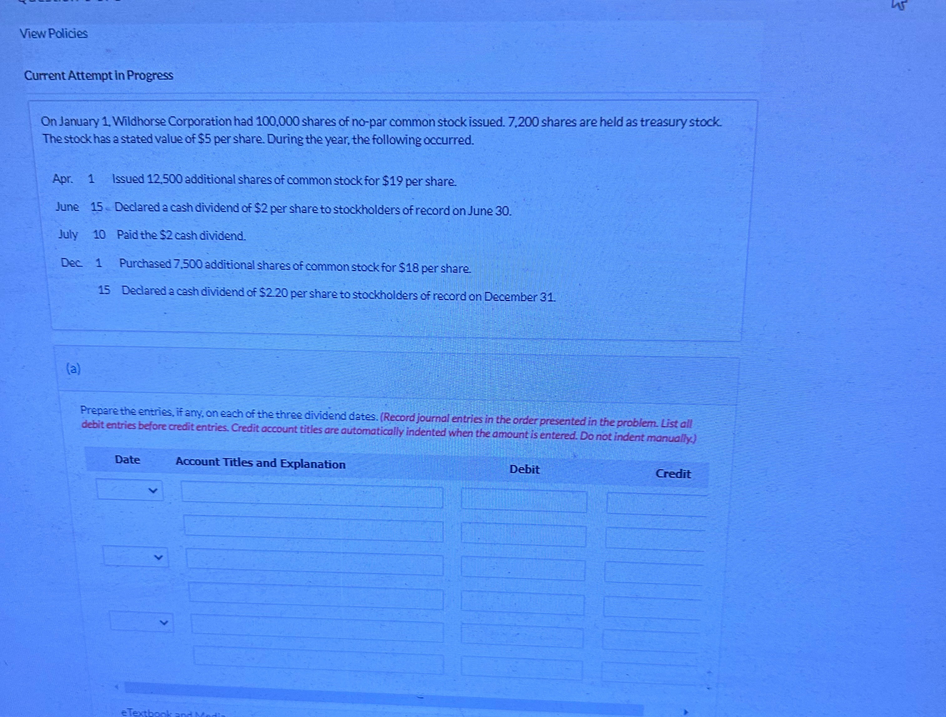 View Policies Current Attempt in Progress On January 1. Wildhorse Corporation