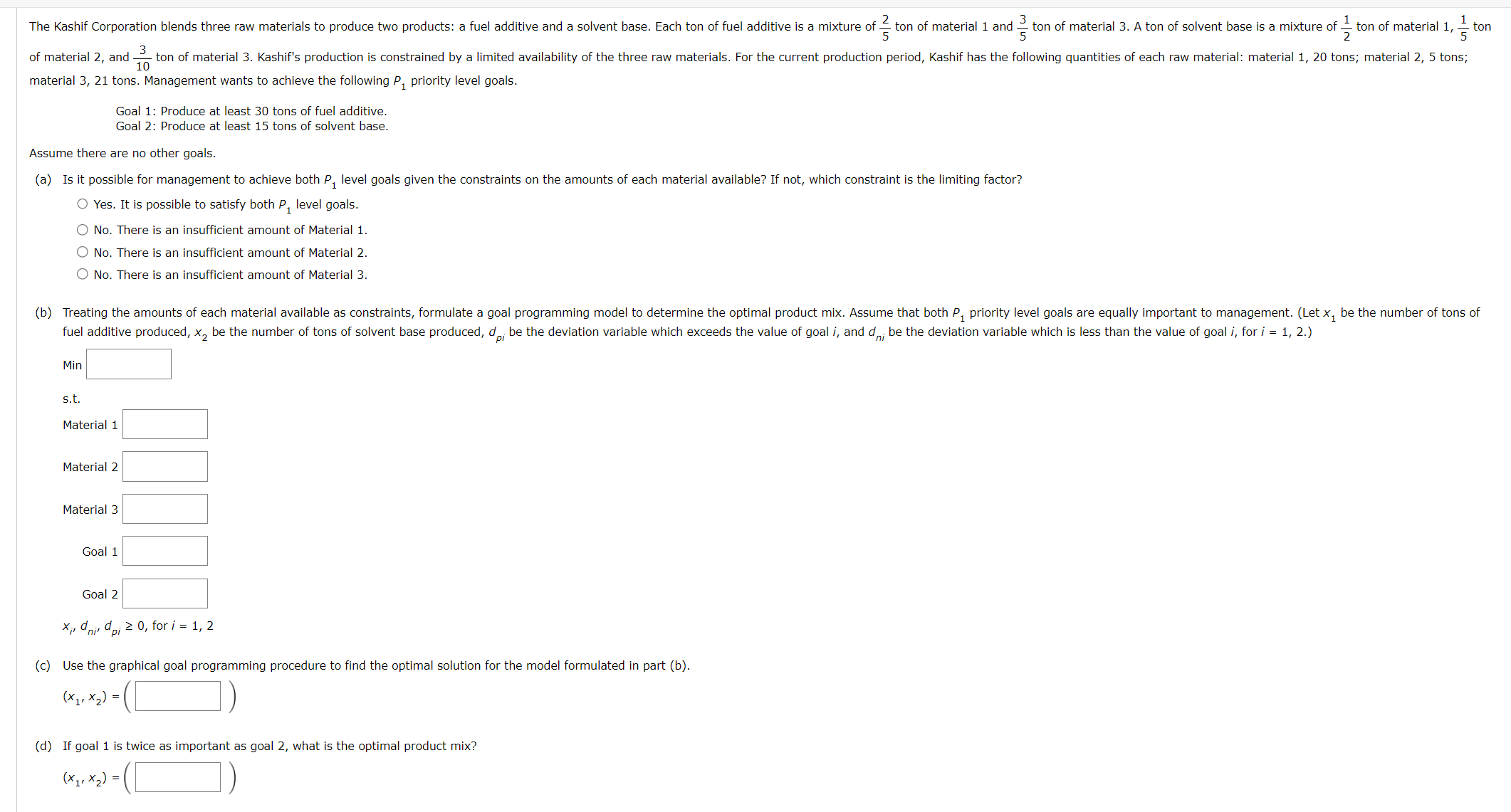 level goals. Goal 1: Produce at least 30 tons of fuel additive.