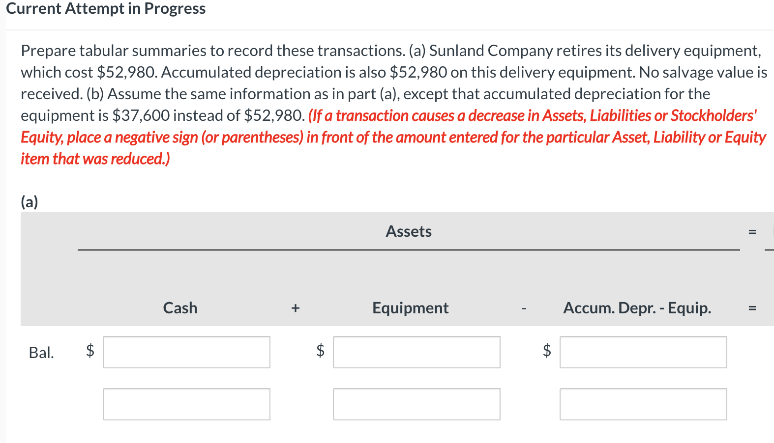 Current Attempt in Progress Prepare tabular summaries to record these transactions.