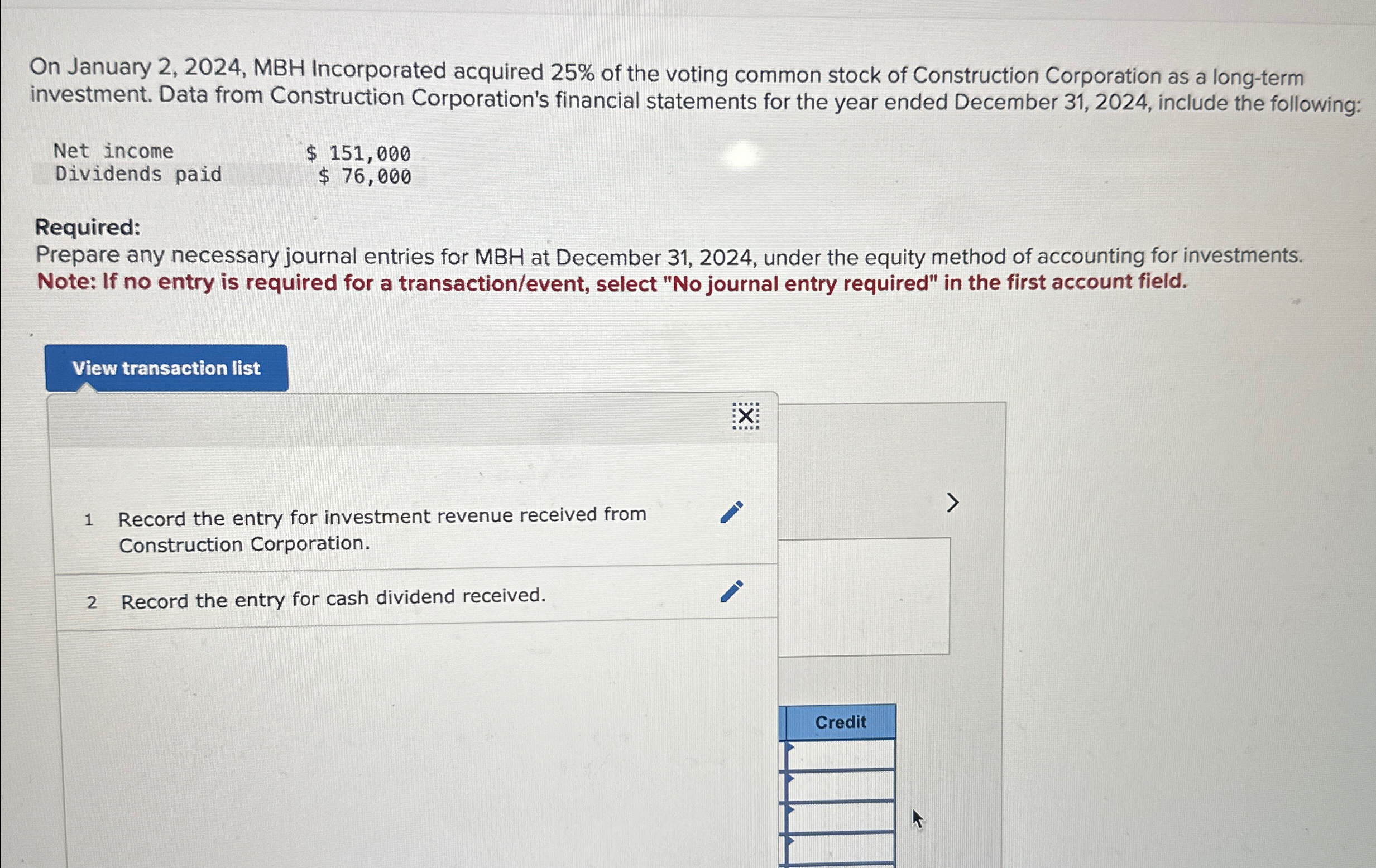 On January 2,2024, MBH Incorporated acquired 25% of the voting common