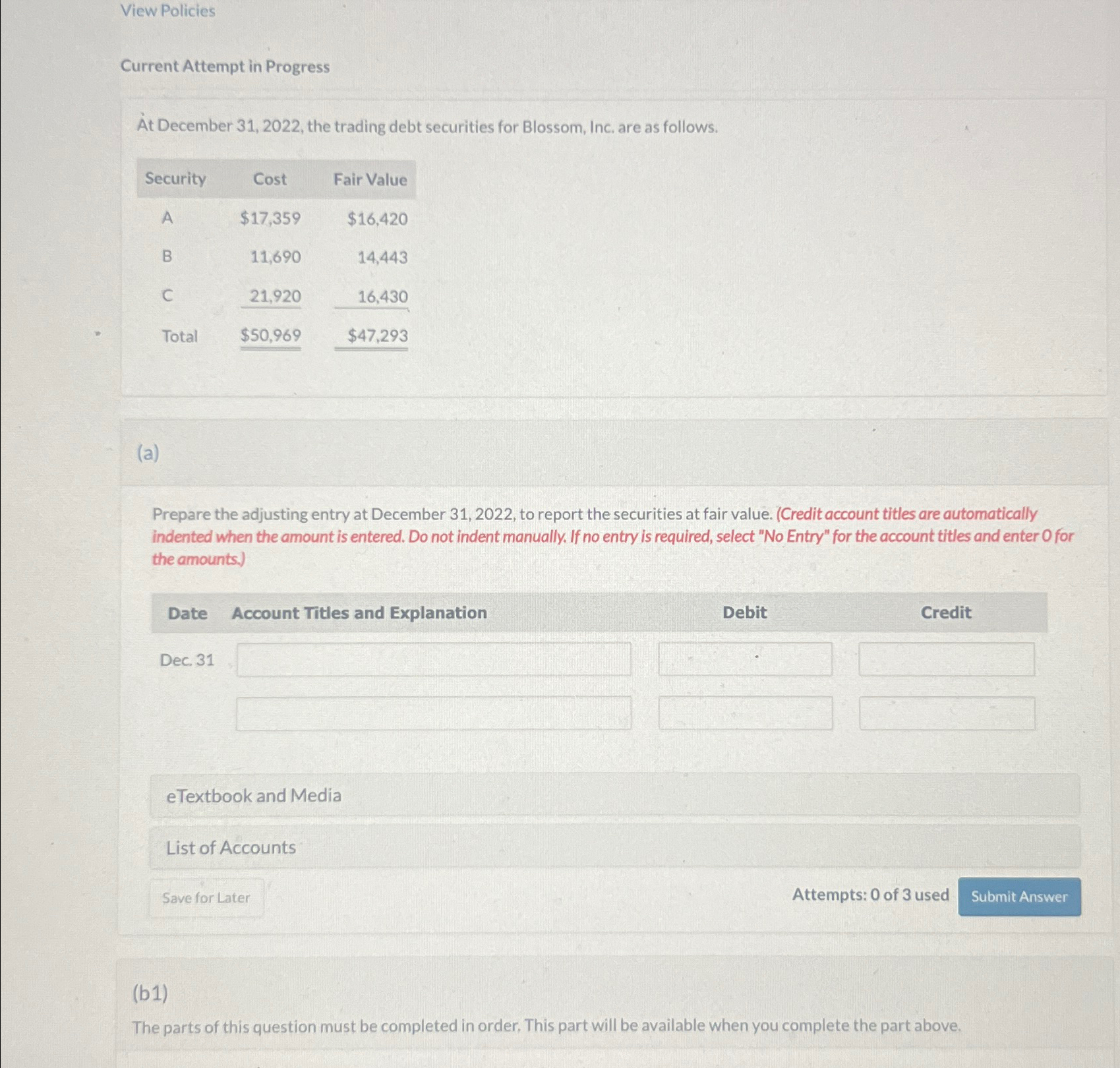  View Policies Current Attempt in Progress At December 31,2022, the trading