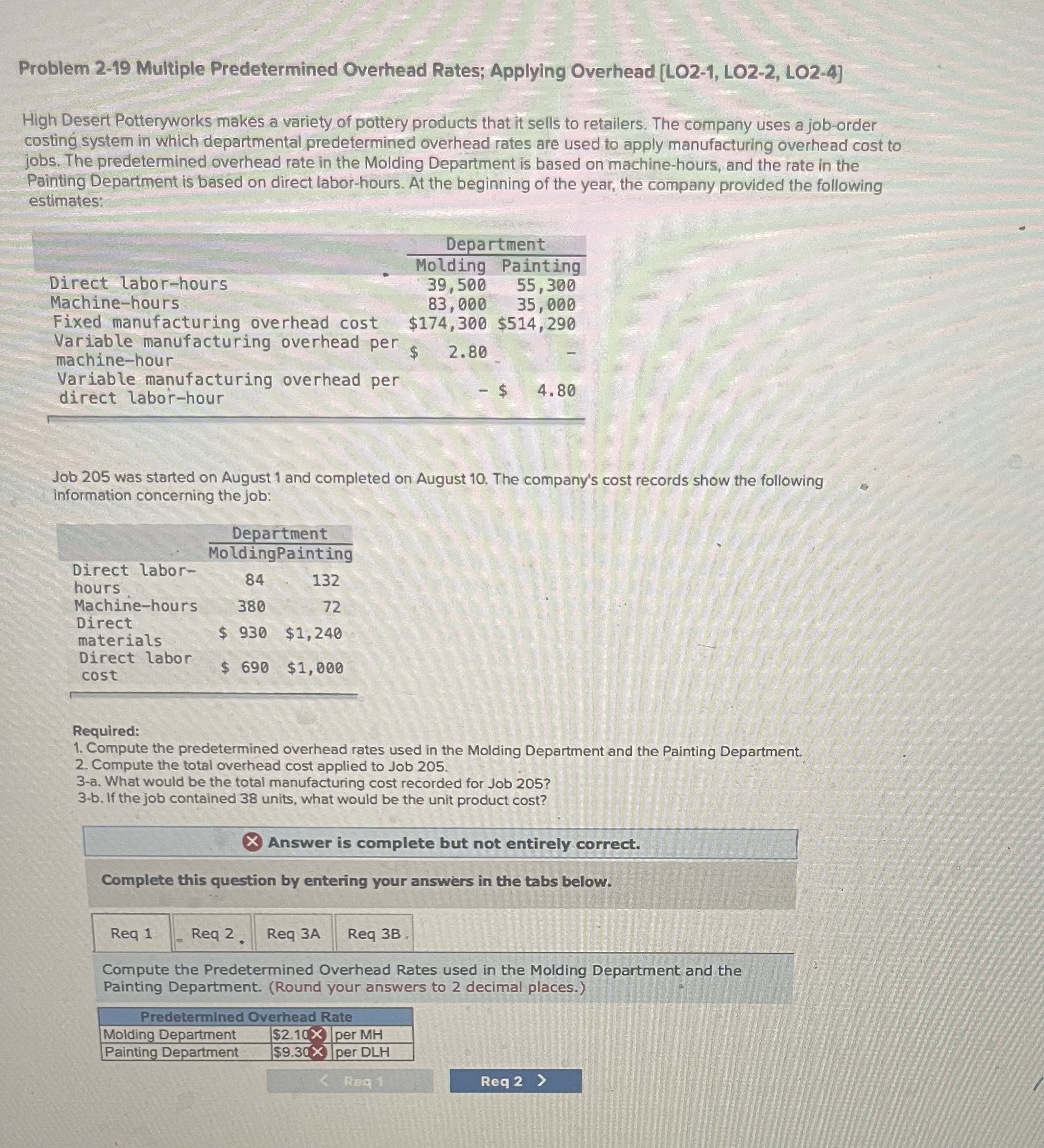  Problem 2-19 Multiple Predetermined Overhead Rates; Applying Overhead [LO2-1, LO2-2, LO2-4]