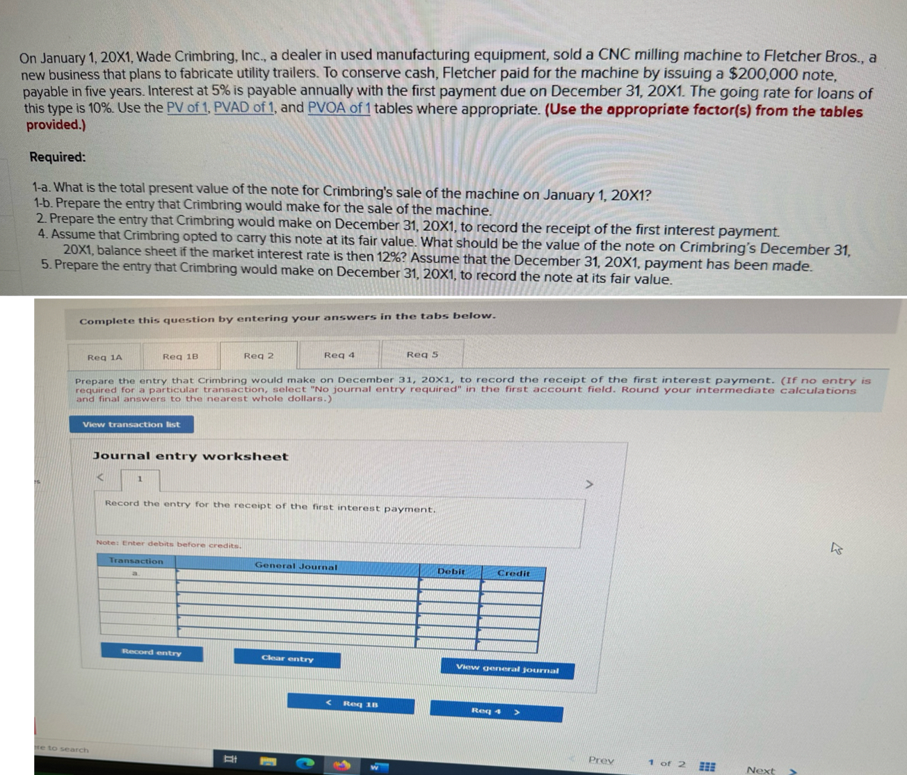 On January 1,20X1, Wade Crimbring, Inc., a dealer in used manufacturing