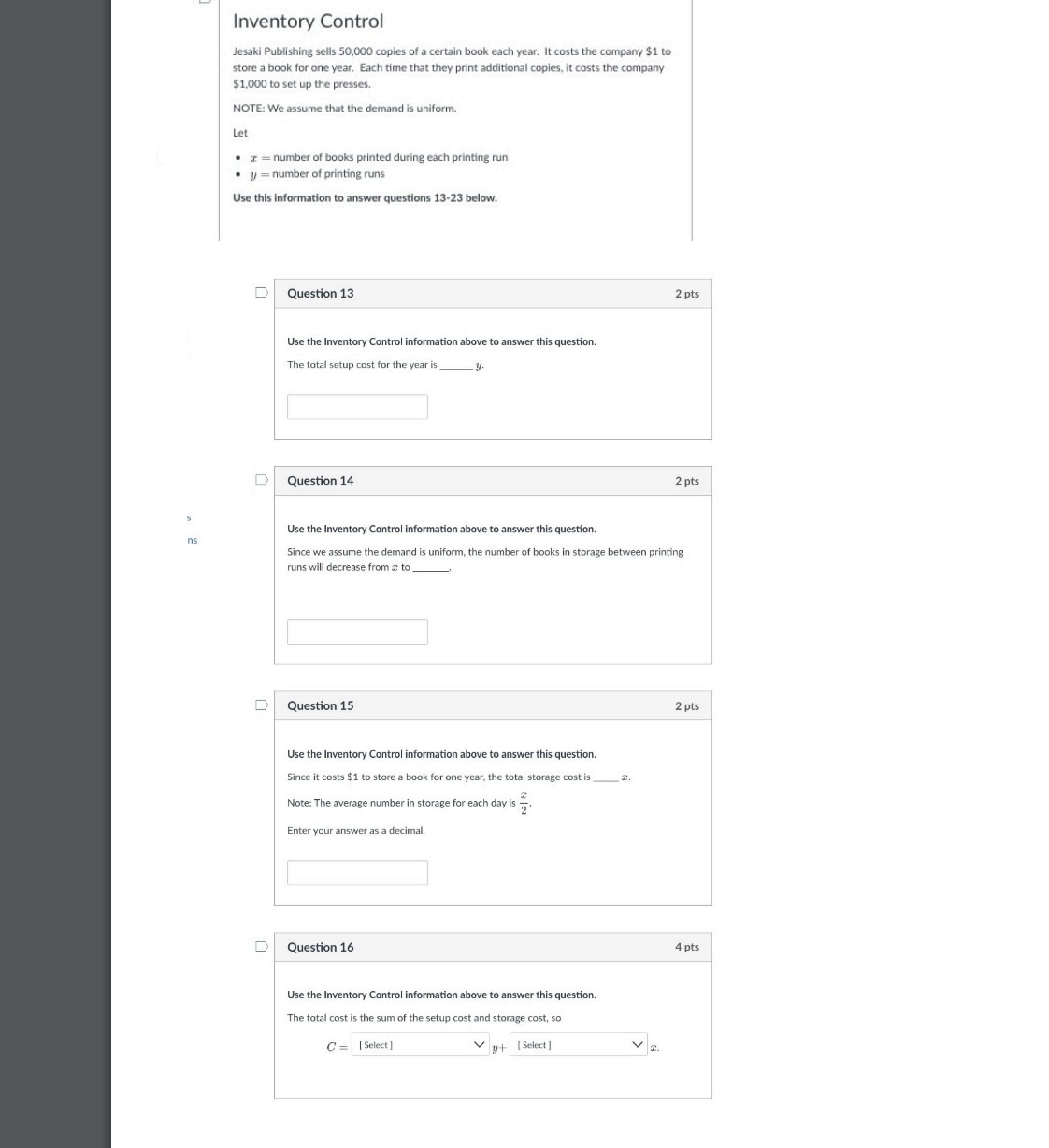 each year. It costs the company $1 to store a book for