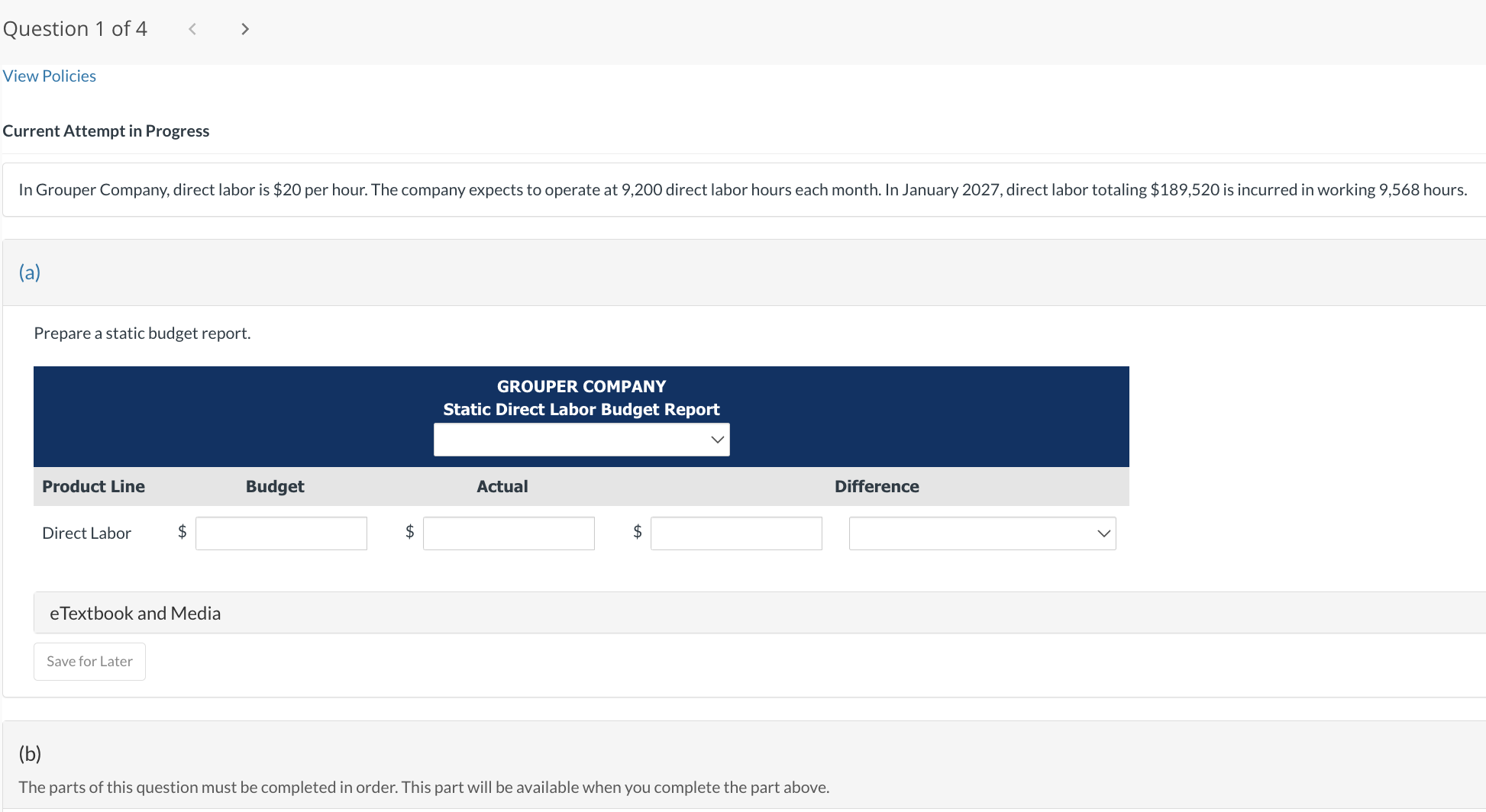  CHAPTER 16 QUESTION #1 View Policies Current Attempt in Progress In