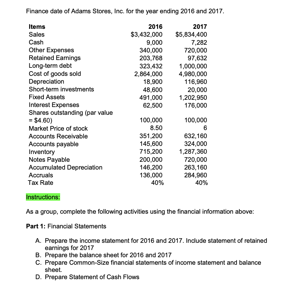  Can I get help with creating an income statement for 2016