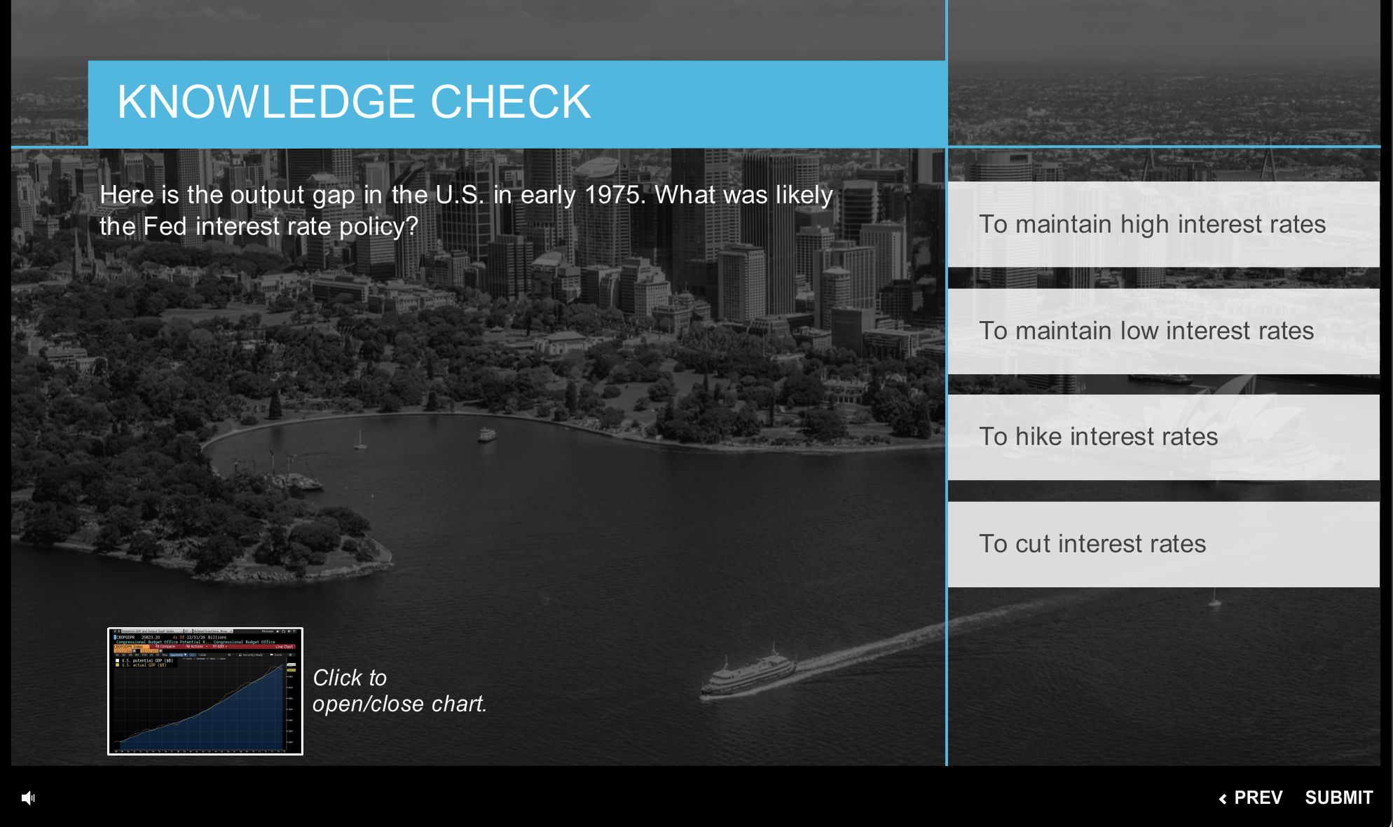 KNOWLEDGE CHECK Here is the output gap in the US. in