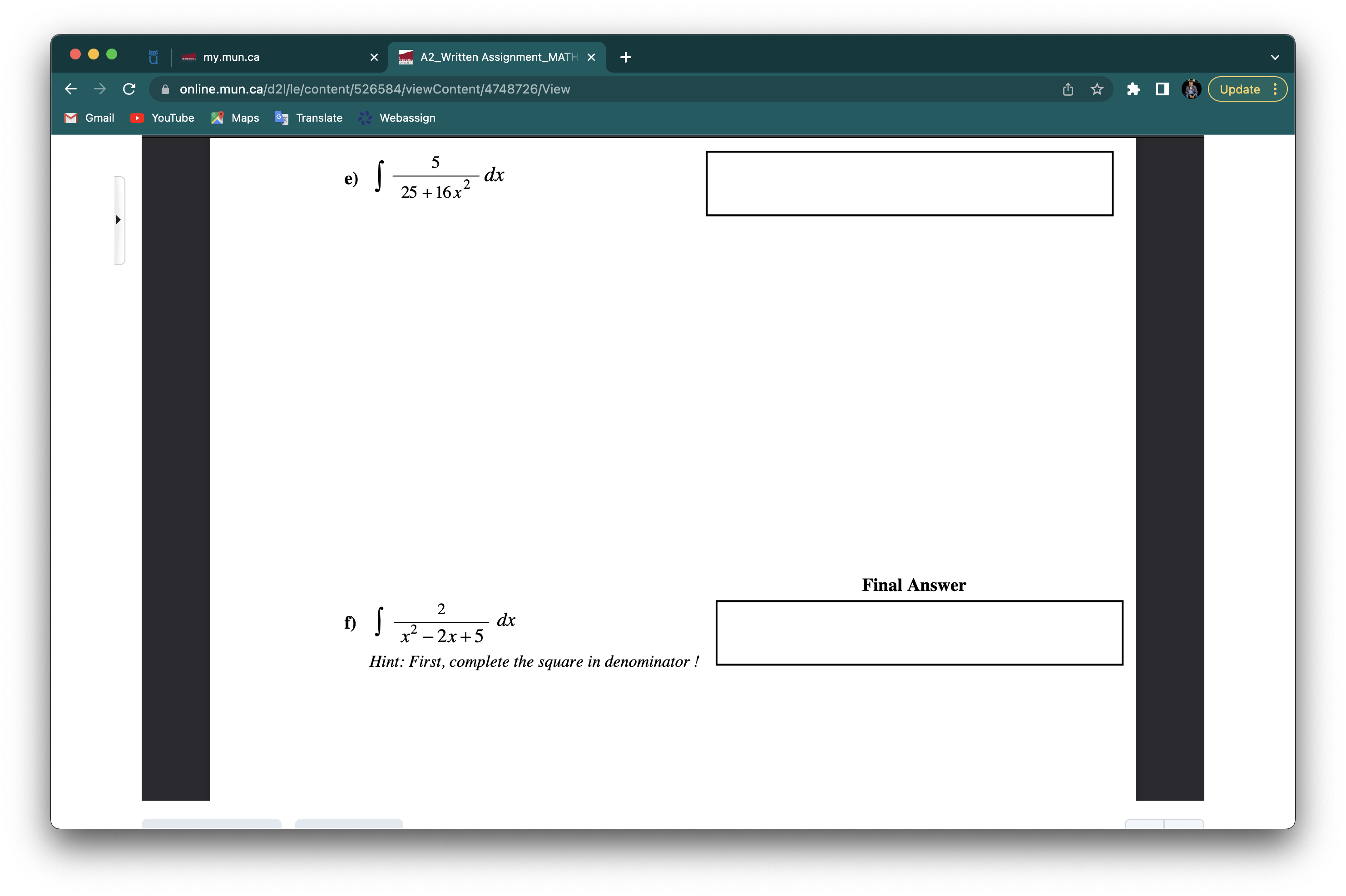 with Inverse Trig F(x)s Q.#9 Please evaluate the following integrals. Final Answer