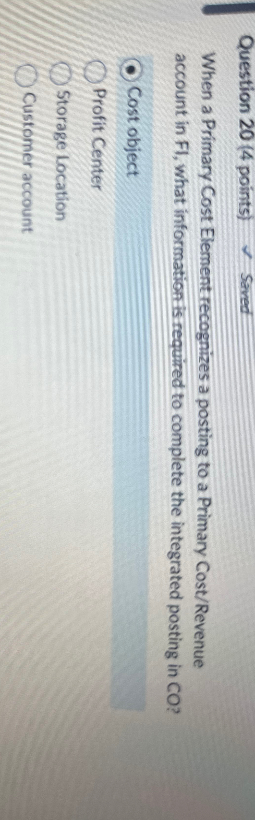 posting to a Primary Cost/Revenue account in FI, what information is required