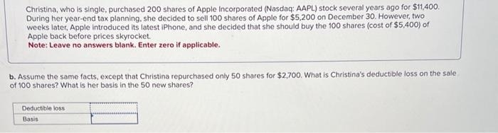 stock several years ago for $11,400. During her year-end tax planning. She