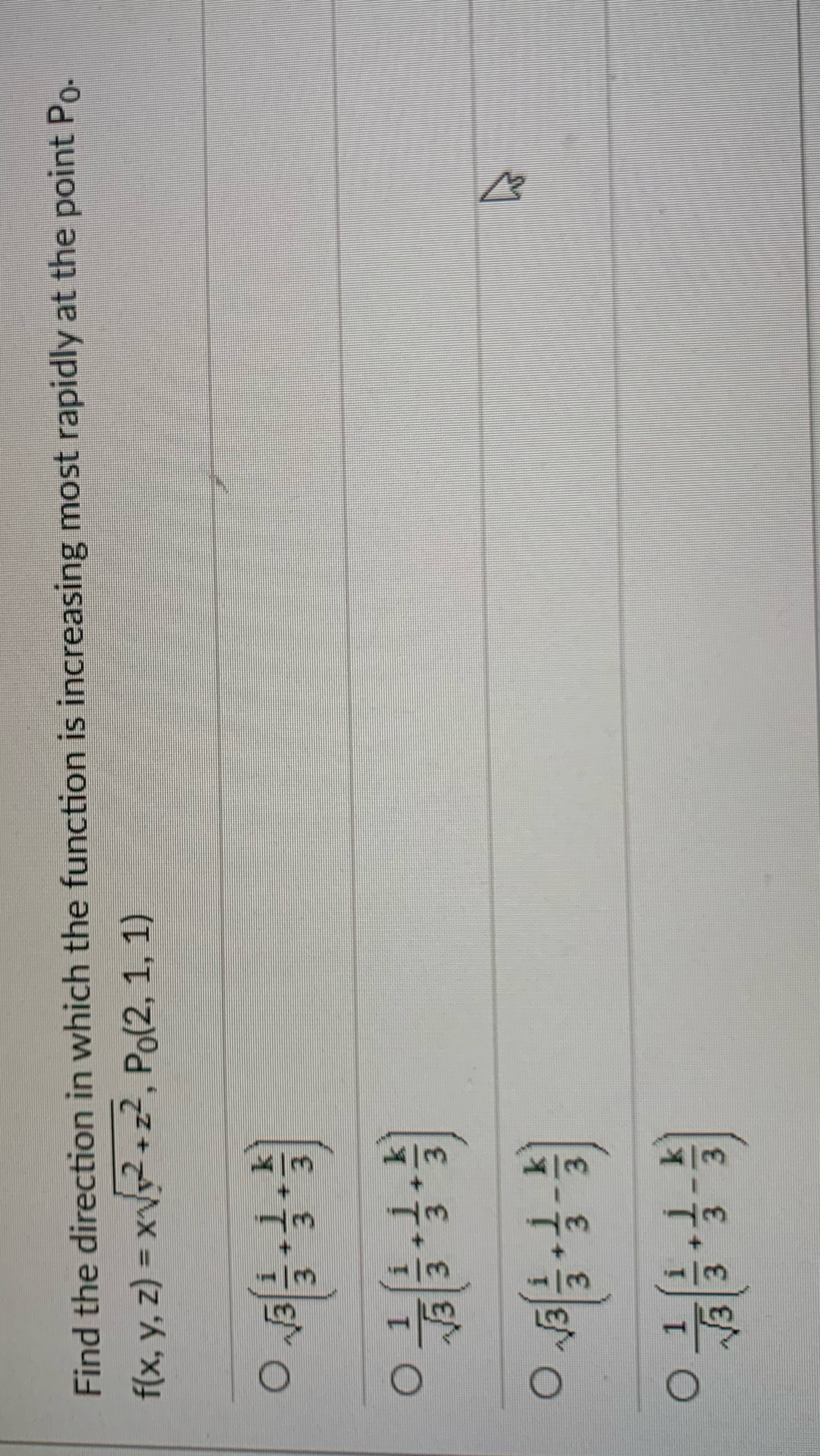 at the point Po- f(x, y, z) = XV/}2 + z2, Po(2,