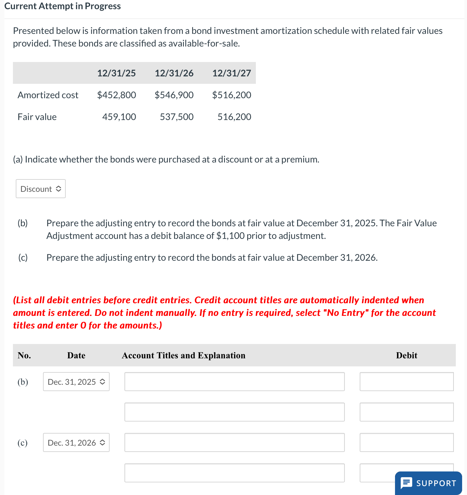 Current Attempt in Progress Presented below is information taken from a