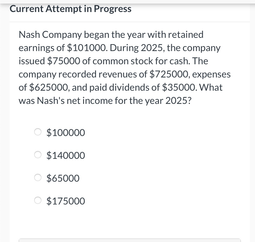 earnings of $101000. During 2025, the company issued $75000 of common stock