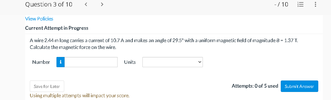 uniform magnetic eld of magnitude B = 4.7 mT. The particle is