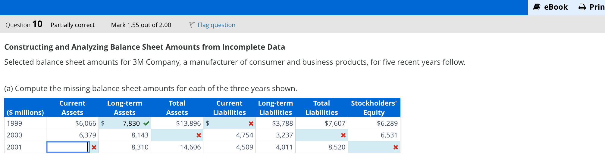 Constructing and Analyzing Balance Sheet Amounts from Incomplete Data Selected balance sheet