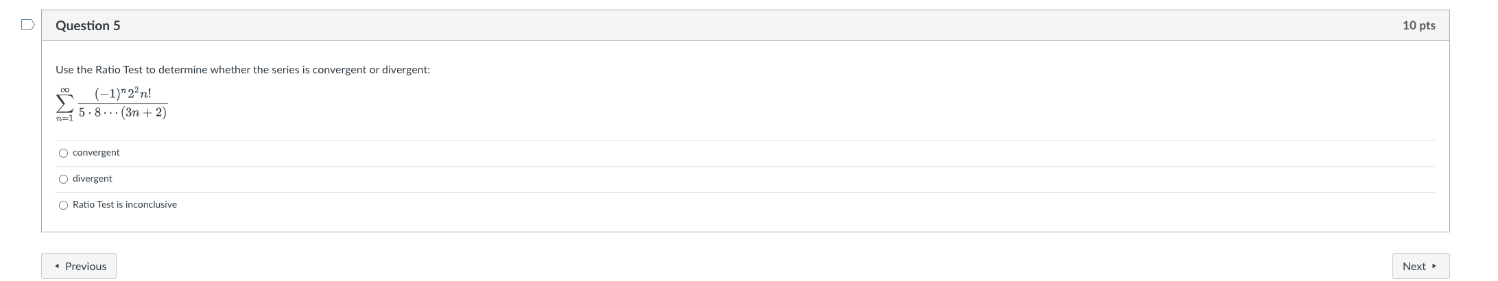 5 . 8 . . . (3n + 2) convergent divergent Ratio