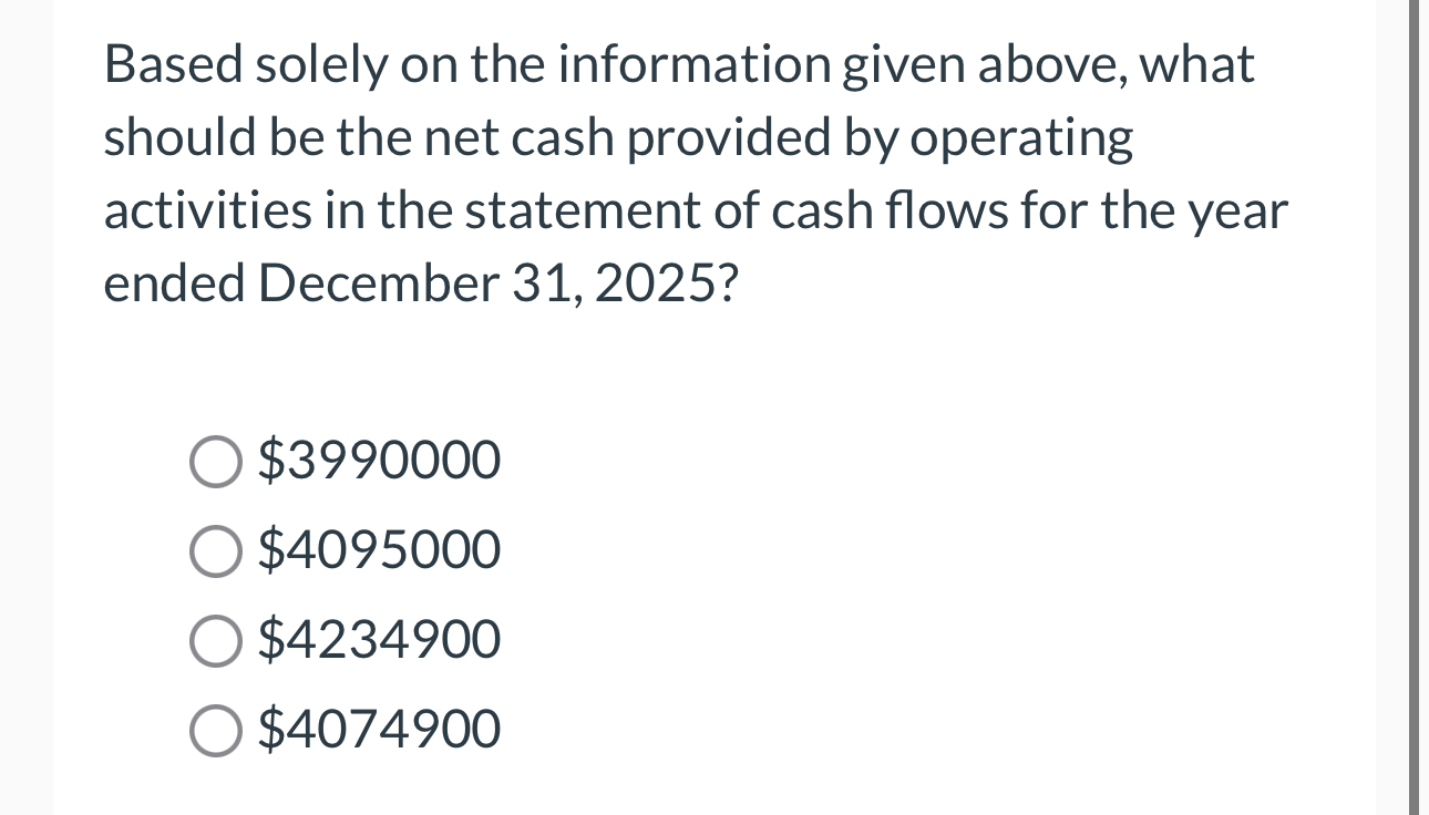 net cash provided by operating activities in the statement of cash flows