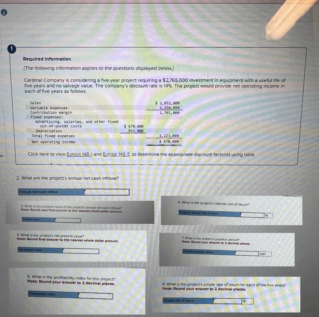  Answer questions 2-8 Requlred Information [The following information applies to the