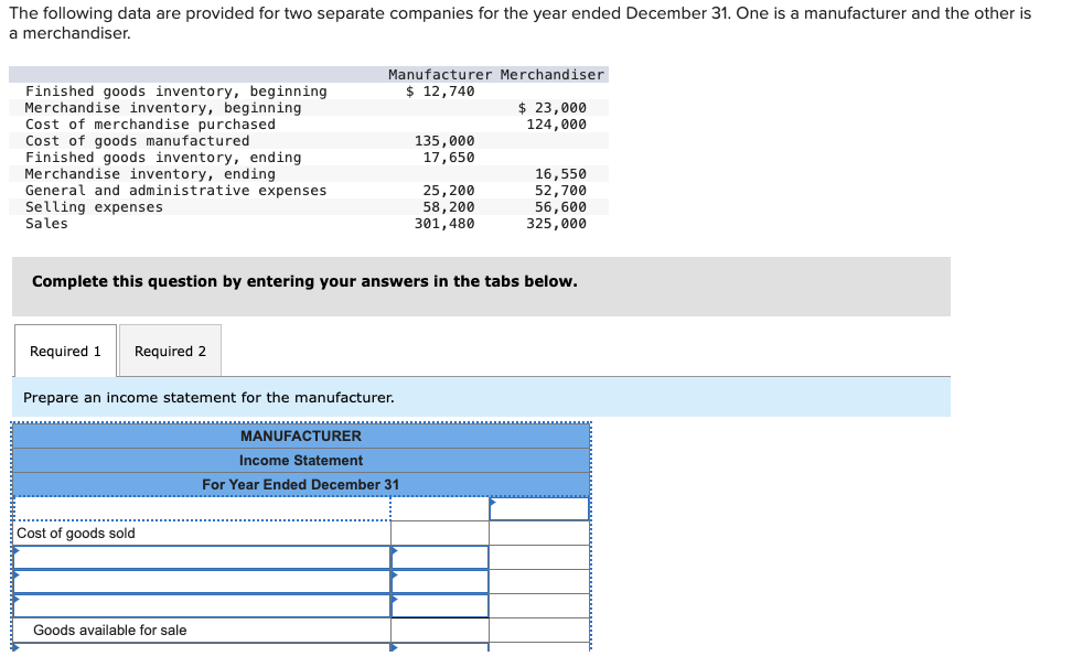 year ended December 31. ?One is a manufacturer and the other is