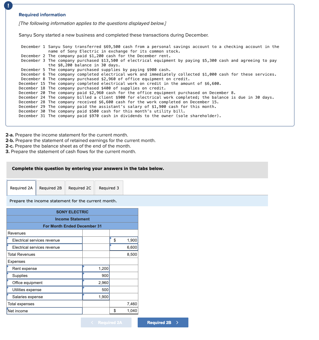 earnings for the current \table[[SONY ELECTRIC,],[Statement of Retained Earnings,],[For Month Ended December