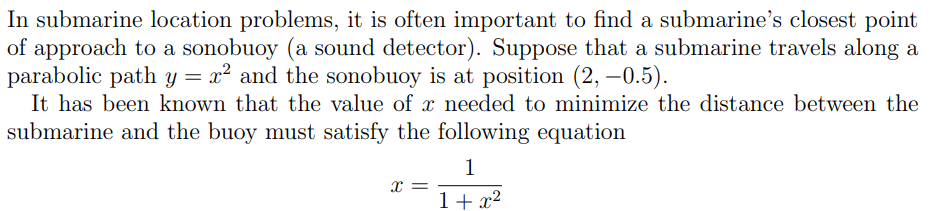  In submarine location problems, it is often important to nd a