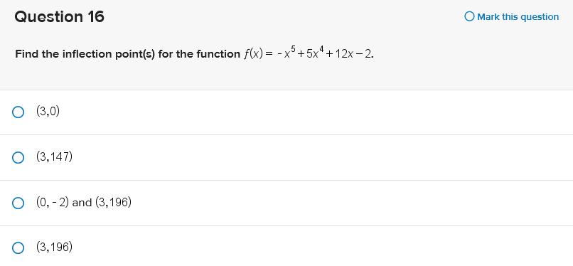 f"(x) = - COSX Of"(x)=2cosx -xsinxQuestion 18 O Mark this question Using